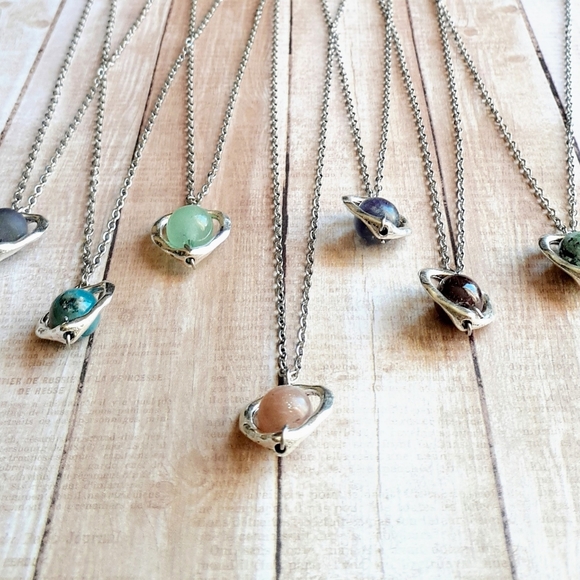 💜2/$30💜 Silver Heart Gemstone Necklaces - Picture 2 of 5